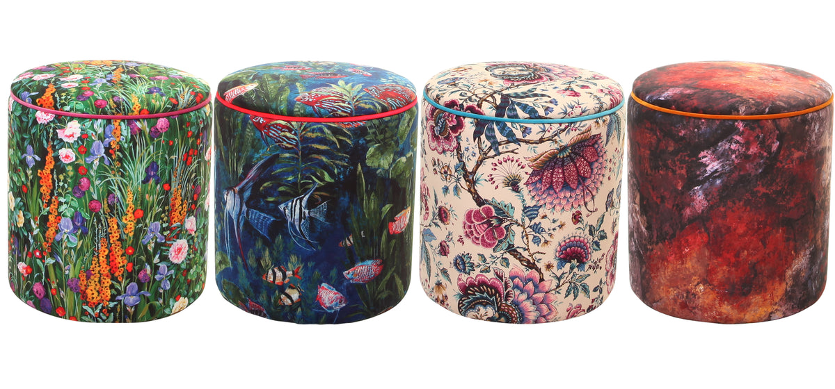 POUFFES CHOICE YOUR VELVET AND PIPING