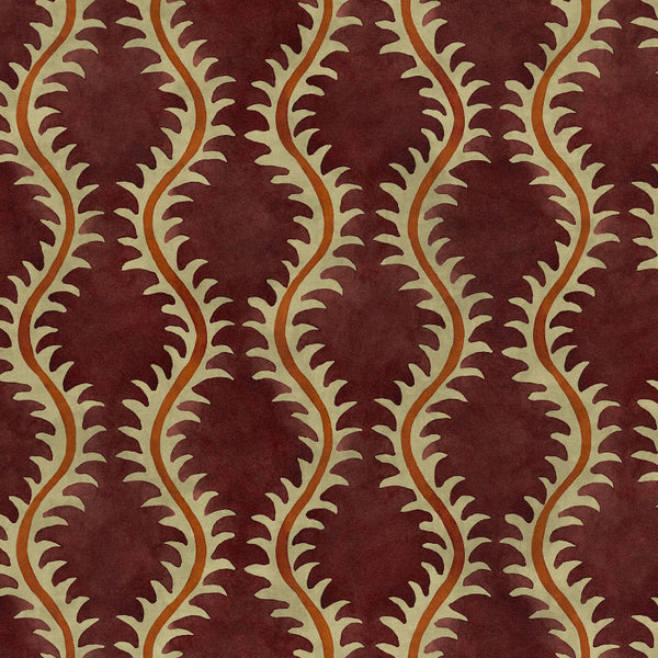 Helter Skelter pattern design velvet in redcurrant and orange
