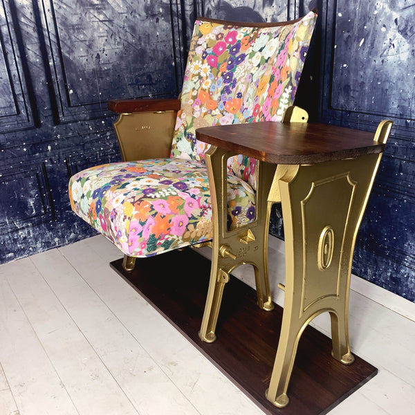 Hollyhocks Vintage Cinema Seat With Table